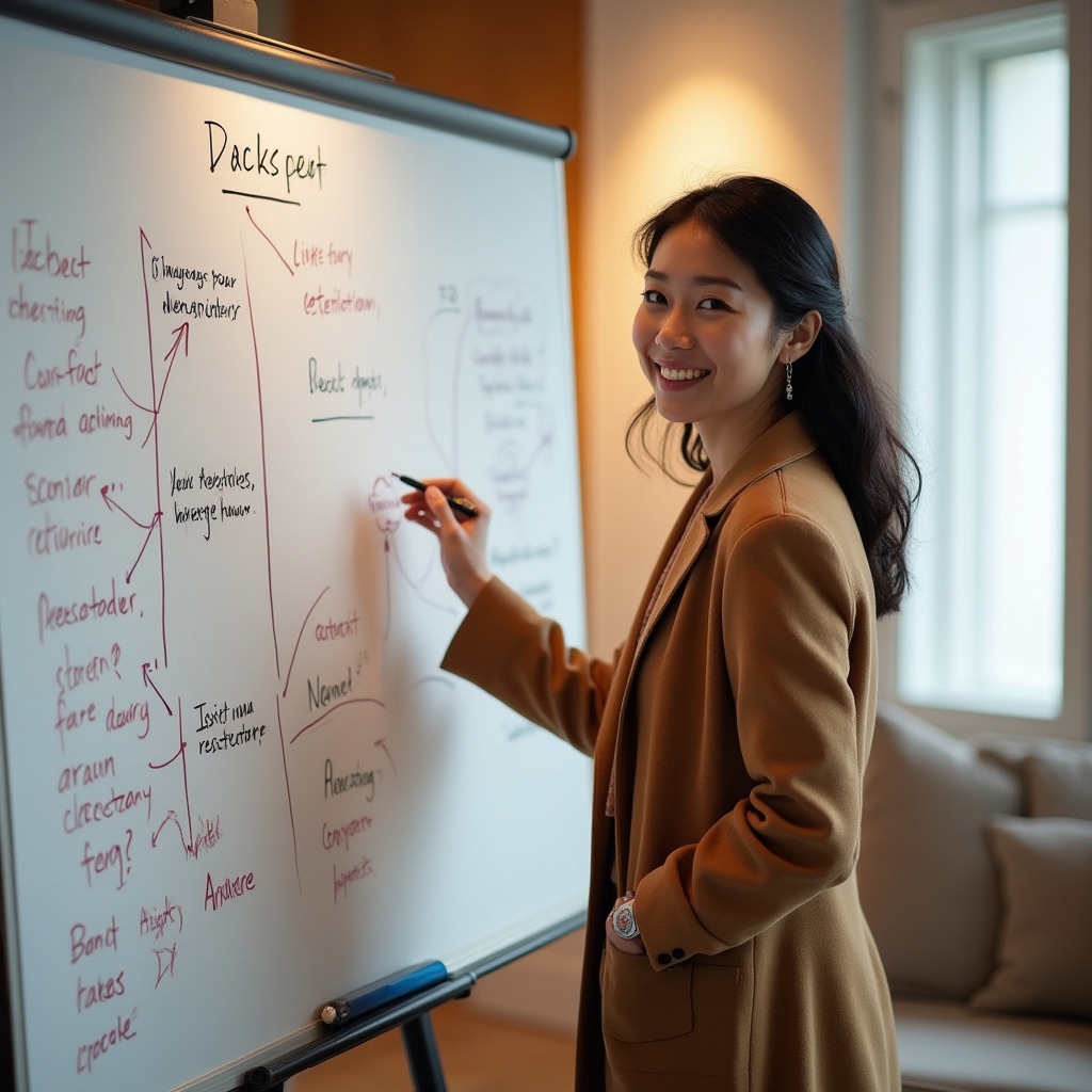 Strategieentwicklung an einem Whiteboard mit Notizen